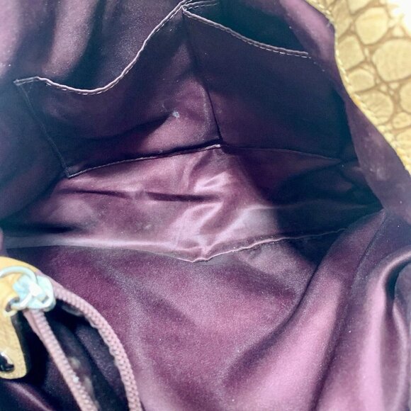 COACH Ashley F17661 Croc Embossed Leather Carry All Tote Bag Purse Chain Strap - Picture 10 of 16